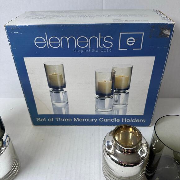 Vintage elements set of 3 mercury candle holders (1 broken) - Picture 2 of 12